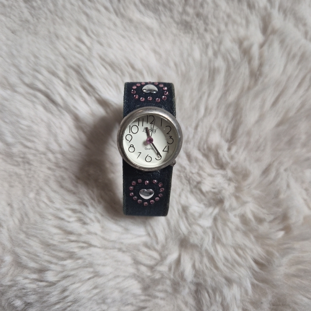 Womens Vintage Y2K Watch Girly Western Twee Denim Blue Jean Heart Style School ✨